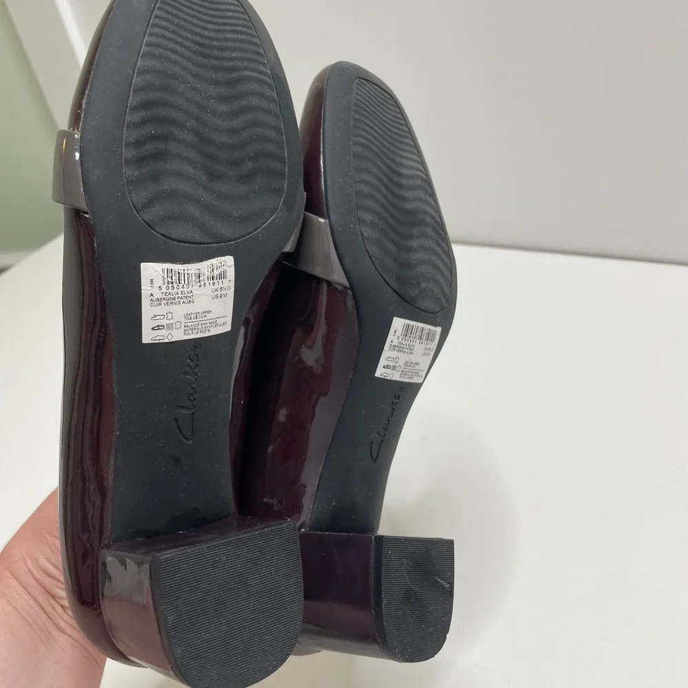 Clarks Colorblock Patent Leather Block Loafer Pump 9 Dark Academia Preppy Office - Picture 8 of 13
